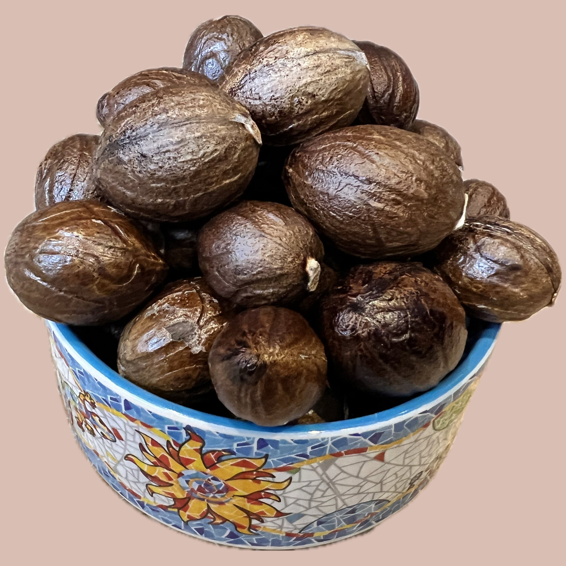 St. Lucian whole nutmeg, sun dried for maximum freshness and culinary versatility.